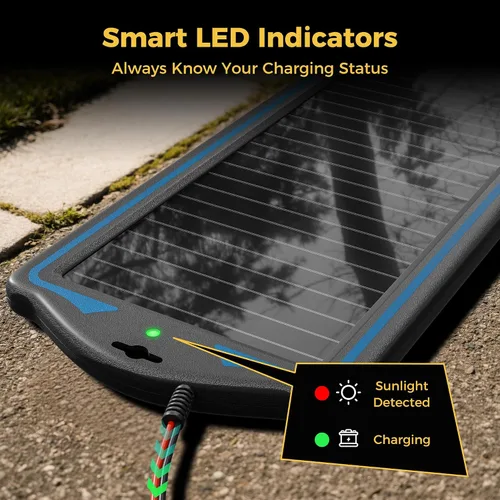 Miniatura 5 de SUNAPEX Carga de batería solar de 12 V: kit de panel solar portátil impermeable – Cargador de goteo de mantenimiento de batería – con controlador