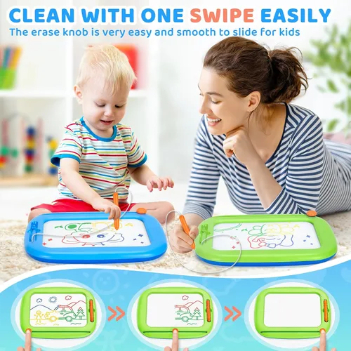 Miniatura 4 de Paquete de 2 tableros de dibujo magnéticos, juguetes para niños pequeños de 1-2 y 2-3 años, almohadilla de aprendizaje y educativa para escribir