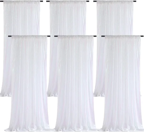 Miniatura 69 de Cortinas con lentejuelas doradas, 2 unidades de 2 x 8 pies, con brillantina, telón de fondo para bodas Rojo