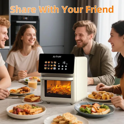 Miniatura 8 de Horno freidora de aire profesional grande de 10 litros con parrilla para uso en cocina, hornos de convección inteligentes 12 en 1, freidora de aire