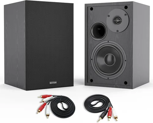 BESTISAN Altavoces de estantería alimentados de 4 pulgadas con graves profundos, altavoces de monitor de estudio Bluetooth 5.0, altavoces de audio