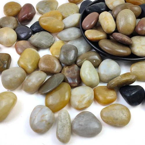 Miniatura 9 de Rocas de río negras pulidas naturales de 1-2.2 pulgadas, guijarros negros pulidos de 20 libras para paisajismo de jardín. Rocas decorativas de río