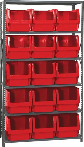 Miniatura 210 de Quantum QSBU-245BK Heavy Duty Shelving Unit with (7) Shelves and (24) QUS245 Black Bins for Garage Warehouse Storage Distribution 400 lb Load