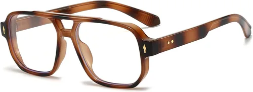 Miniatura 13 de PORADAY Gafas de Bloqueo de Luz Azul para Mujeres y Hombres Estilo Retro Cuadrado de los Años 70 Gafas de Aviador Gafas Rectangulares para A1 negro