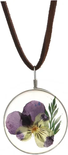 HAPINARY Collares hechos a mano para mujer, collar de flores secas de doble cara, collar prensado con flores, Cuero sintético, No es una piedra