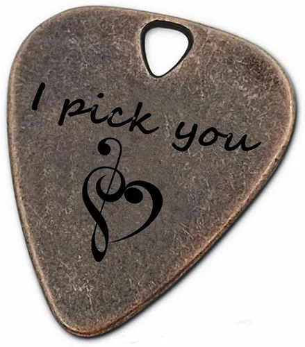 Miniatura 8 de JUPPE Púas de guitarra, púa de guitarra de bronce "I'd Pick You Every Time" con estuche de cuero, regalos de cumpleaños musicales para parejas
