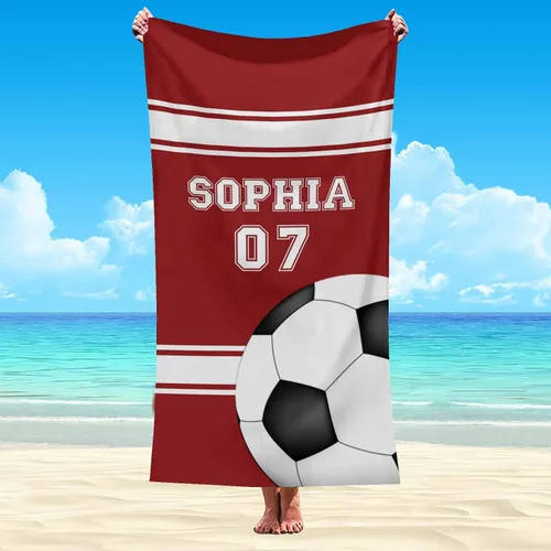 Miniatura 65 de Interestprint Toalla de piscina con nombre personalizado para niños, adultos y hombres, toalla de playa naranja personalizada con número