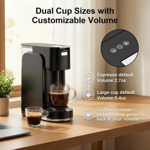 Miniatura 5 de Cafetera de una sola porción todo en 1, cafetera caliente y helada para café molido, cápsula K-Cup, NES Original y DG, cafetera espresso de 20