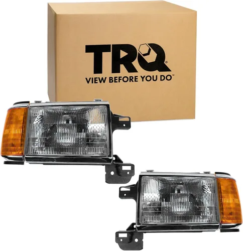 TRQ Juego de 2 piezas de montaje de faros delanteros halógenos cromados y bisel negro para el lado del conductor y del pasajero compatible con Ford