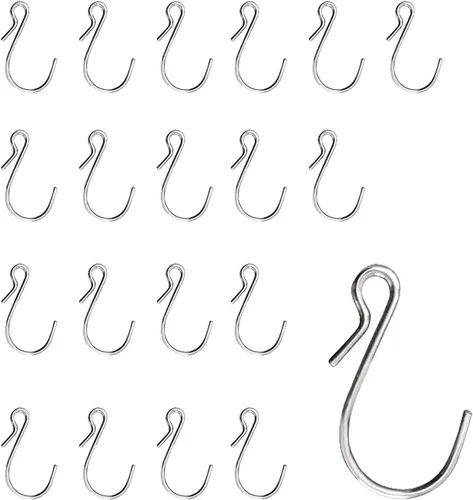 Paquete de 20 ganchos en forma de S, ganchos de metal de acero inoxidable para manualidades, joyería colgante, llavero, etiquetas, señuelo de pesca,