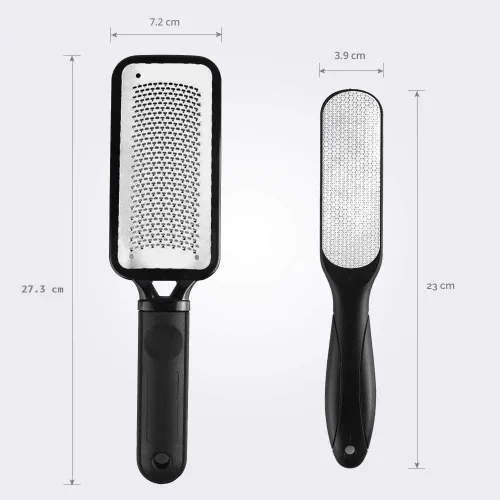 Miniatura 7 de Fu Store Paquete de 2 Limas para Pies Removedor de Callos de Acero Inoxidable Raspador de Pies y Lima de Pies de Doble Cara Raspador Profesional