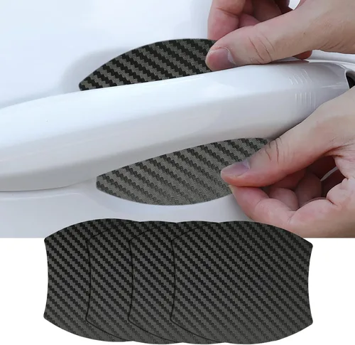 Miniatura 6 de kingsea 4 protectores de arañazos para manija de puerta de automóvil, textura magnética extraíble de fibra de carbono 3D, textura de fibra