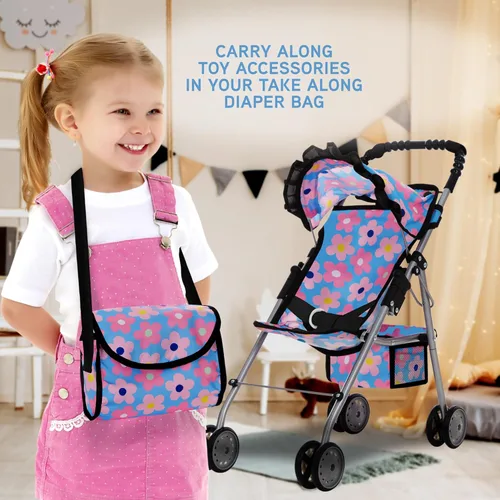Miniatura 3 de Juego de cama y asiento de bebé, juego de bebé, accesorios para muñecas de bebé, bolsa de pañales para silla alta, juego de rol, juego de rol