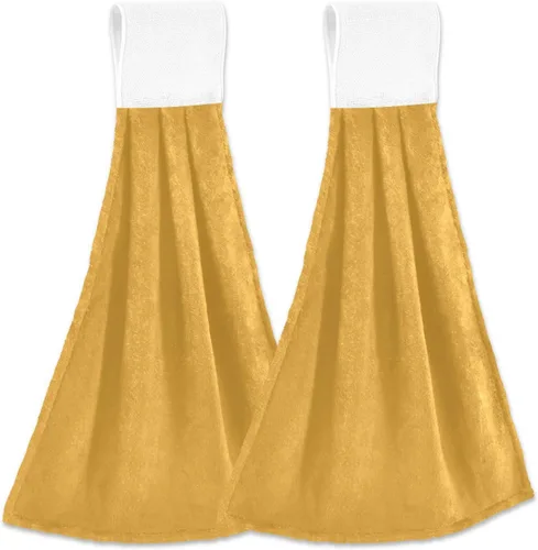 Juego de 2 toallas de mano amarillas y naranjas, suaves, absorbentes, decorativas, para baño, secado rápido, barra de té, toalla colgante para baño,