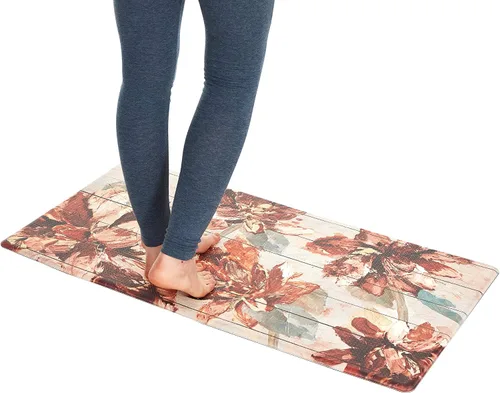 Miniatura 6 de J&V TEXTILES Tapete de cocina antifatiga para piso, alfombra corredor de cocina acolchada con temática en relieve, antideslizante, fácil de limpiar