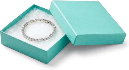 Miniatura 11 de TheDisplayGuys - Paquete de 100 cajas de cartón rellenas de algodón #33 para joyería, color verde azulado (3.5 x 3.5 x 1.0 pulgadas), para envío