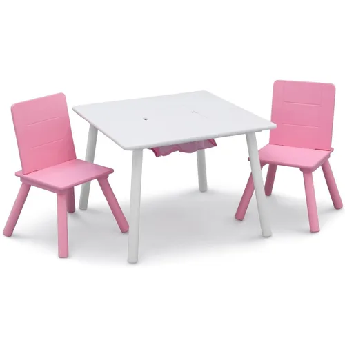 Miniatura 4 de Delta Children Juego de mesa y silla para niños con almacenamiento (2 sillas incluidas), blanco/rosa