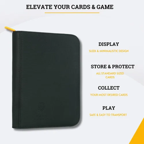 Miniatura 7 de Card Guardian - Carpeta de tarjetas de 4 bolsillos para 160 tarjetas (negra) Cierre de cremallera y bolsillos de carga lateral Compatible