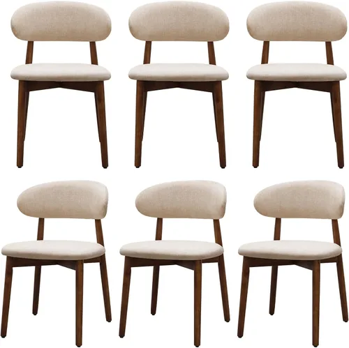 Miniatura 27 de Juego de 2 sillas de comedor de granja, modernas sillas de comedor de madera de mediados de siglo, sillas de comedor tapizadas de tela de granja