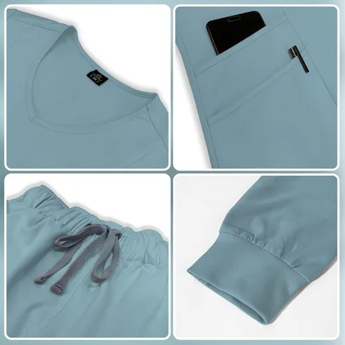 Miniatura 4 de VIAOLI Uniformes Médicos Enfermera Mujer Médico Enfermería Hospital Conjunto Top &Jogger Pantalones Clínica Liquidación Ropa de Trabajo