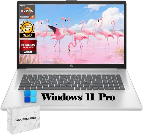 HP Portátil de 17.3 pulgadas, pantalla FHD 1920 x 1080, Windows 11 Pro, AMD Ryzen 5 7430U, estudiantes y negocios, memoria de 32 GB, SSD de 1 TB,
