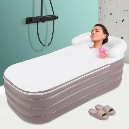 Miniatura 11 de Bañera inflable, bañera inflable plegable de 60 pulgadas para adultos, bañera portátil inflable con bomba de aire eléctrica para remojar la bañera