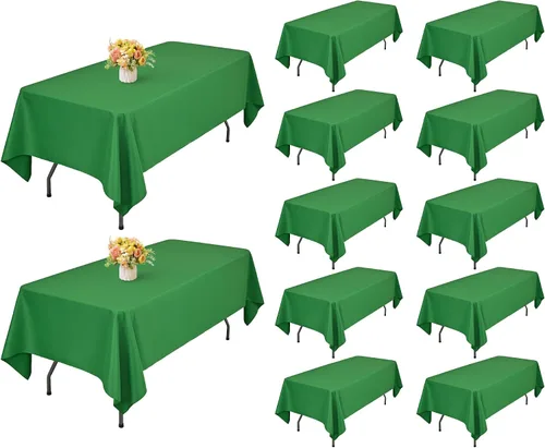 Miniatura 42 de Showgeous Paquete de 4 manteles rectangulares de poliéster de 60 x 102 pulgadas, resistentes a las arrugas, lavables, para bodas, mesas de comedor
