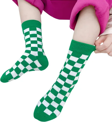 Miniatura 5 de Calcetines tobilleros de algodón a cuadros para niñas y niños pequeños unisex