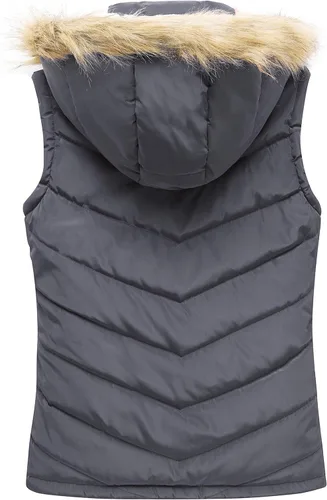 Miniatura 2 de Wantdo Chaleco grueso de invierno para mujer, acolchado, cálido, con capucha de piel extraíble