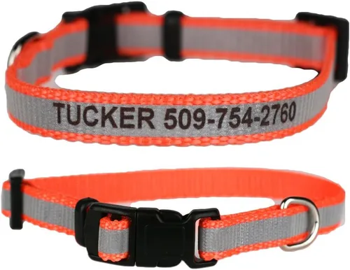 Miniatura 6 de GoTags Collares reflectantes extra pequeños para perros, grabado personalizado con nombre de mascota y número de teléfono, collar de perro ajustable