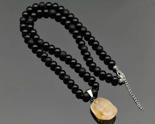 Miniatura 121 de Colgante de turmalina cruda natural, Collar de cuentas de ónix negro genuino, Collar de piedra negra, Collar de piedras preciosas, Cuentas de 0.315