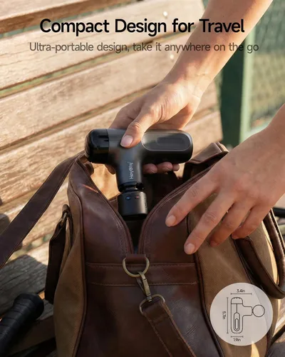 Miniatura 5 de HEYCHY Mini pistola de masaje con calor y frío, pistola de masaje de tejido profundo, masajeador muscular de percusión portátil con 4 cabezales