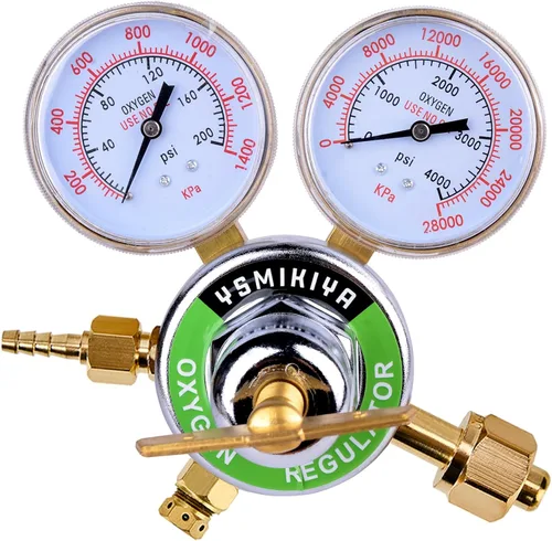 Regulador de oxígeno resistente, medidor de tanque grande, salida de regulador de antorcha de corte 0-200PSI entrada 0-4000PSI CGA 540