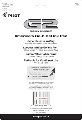 Miniatura 3 de Pilot - Bolígrafos G2 Premium de tinta gel, bolígrafos de rodillo de gel, punta fina 0.7 mm, colores surtidos, 14 unidades Colores de tinta de moda