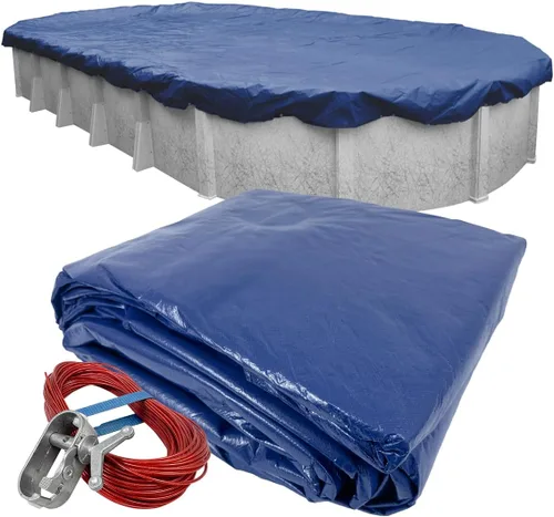 Miniatura 7 de Pool Mate Cubierta ovalada de invierno azul para piscina de 10 x 15 pies para piscinas sobre el suelo, superposición de 3 pies