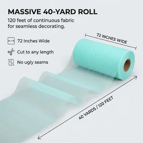 Miniatura 3 de TCDesignerProducts Red acuática, rollo de tela, 72 pulgadas x 40 yardas, tela transparente para decoraciones de boda, baby shower, revelación