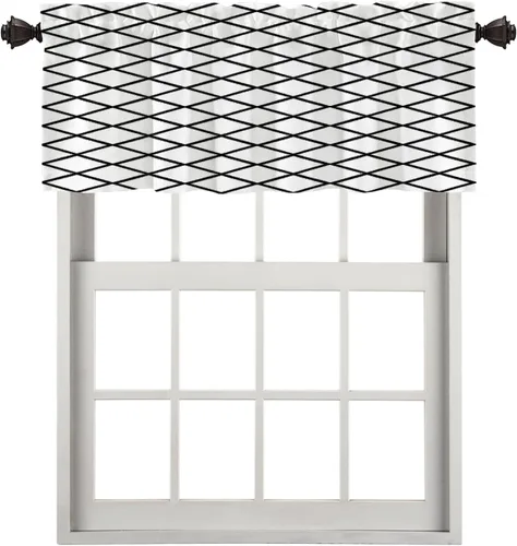 Miniatura 213 de Cortinas opacas de poliéster multicapa para cafetería, con diseño de diamantes, 2 unidades, 26 x 24 pulgadas