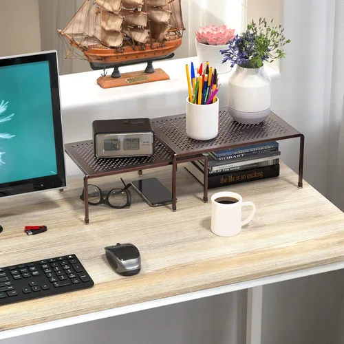 Miniatura 2 de Deco Brothers Organizador de estantes ampliables para armario de cocina y mostrador, bronce