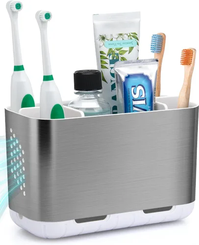 Portacepillos de dientes para organizador de encimera de baño, portacepillos para cepillos de dientes eléctricos grandes desmontables