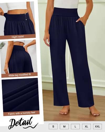 Miniatura 206 de Neer - Conjunto de 3 pantalones de yoga de pierna ancha para mujer - Pantalones deportivos cómodos, holgados, de cintura alta y casuales