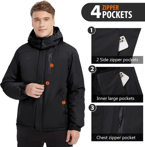 Miniatura 4 de GOLDEN CAMEL Men's Winter Jacket Windproof Ski Snow Jacket Waterproof Thicken Parka Rain Jacket Warm Puffer Coat