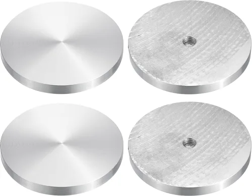 Miniatura 33 de uxcell M6 Rosca 0.787 in de diámetro de forma redonda de aluminio disco hardware 1pcs, aluminio círculo disco vidrio adaptador superior para mesa