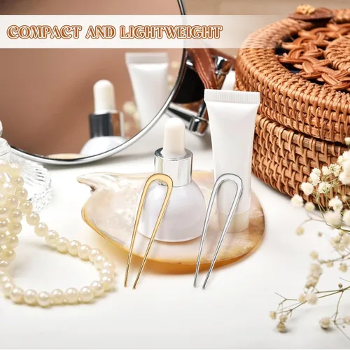 Miniatura 4 de 2 horquillas francesas para mujer, pinzas de metal en forma de U de 5.5 pulgadas para moños, torsión francesa y recogidos, accesorios