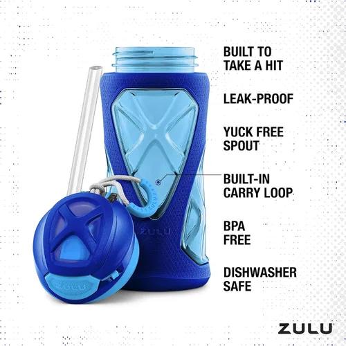 Miniatura 3 de ZULU Torque 2 Pack 16oz Plastic Kids Water Bottle azul (Mojo Blue)
