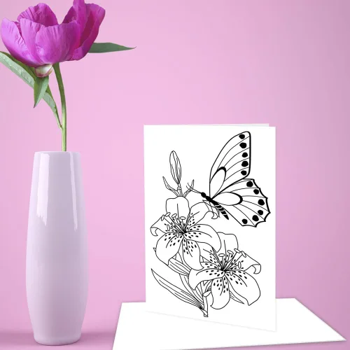 Miniatura 9 de Art Eclect Tarjetas para colorear para adultos, tarjetas de felicitación de mariposa para colorear para cumpleaños, aniversario, agradecimiento