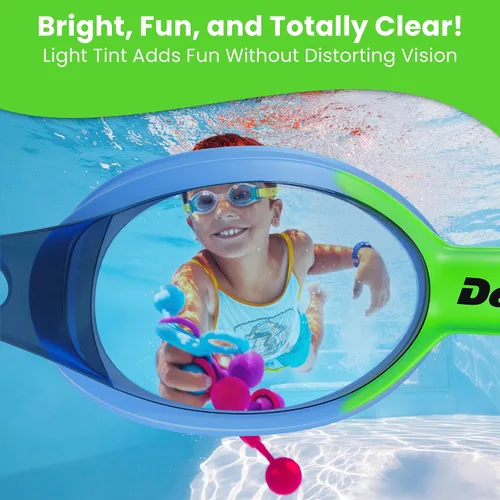 Miniatura 5 de Delfina Gafas de natación para niños de 2 a 7 años, cómodas, sin fugas, antivaho para niños para nadar Azul
