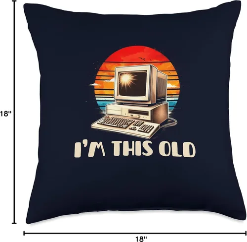 Miniatura 4 de 90s Nostalgia Gift Old School Computer Shirts I'm This Old 90s Computer Nerd Geek - Almohada de cumpleaños retro divertida de 16 x 16 pulgadas