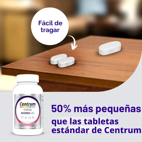 Miniatura 6 de Centrum Minis Silver Multivitamínico para mujer 50 Plus, suplemento multimineral con vitamina D3, vitaminas B, ingredientes sin OMG, apoya