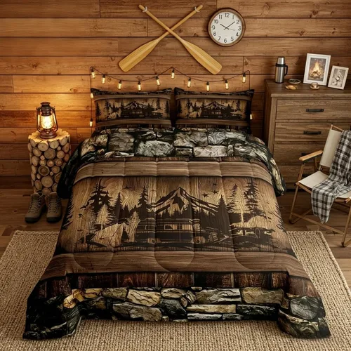 Miniatura 17 de Juego de edredón de camper tamaño matrimonial, edredón acolchado para adolescentes y niños, juego de ropa de cama rústica de granja para niños