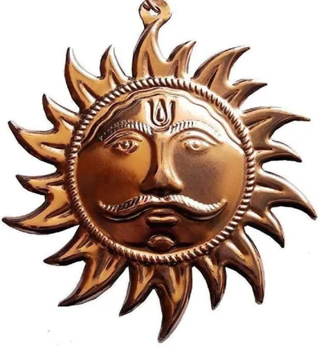 Miniatura 6 de Billion Deals Máscara de sol Vastu de metal con mezcla de cobre, para colgar en la pared, para colgar en la puerta, decoración del hogar, 5 pulgadas